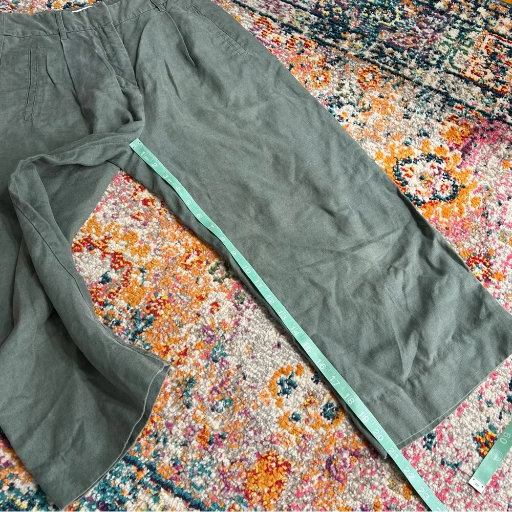 Wilfred Aritzia Green Linen Culottes Wide Leg‎ Cropped Pants 0